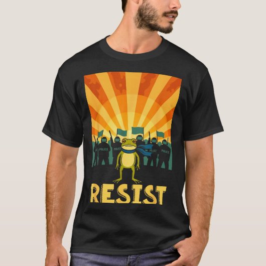 Funny Resist Portland Frog Protest  T-Shirt (Vorderseite)