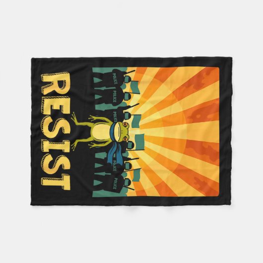 Funny Resist Rtland Frog Protest Fleecedecke (Vorderseite (Horizontal))