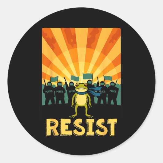 Funny Resist Rtland Frog Protest  Runder Aufkleber (Vorderseite)