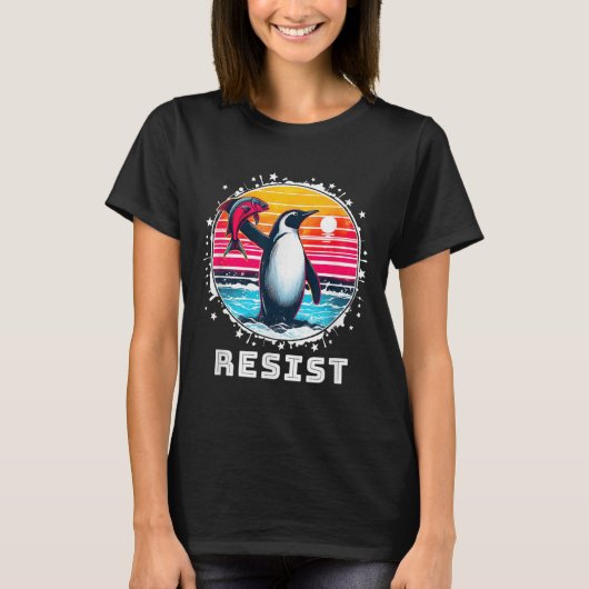 Funny Resist Shirt Resist Pinguine Protest gegen (Vorderseite)