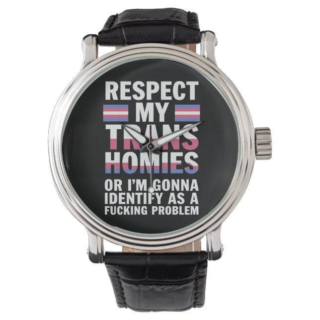 Funny Respekt meine Trans Homies Gay Pride Monat L Armbanduhr (Vorderseite)