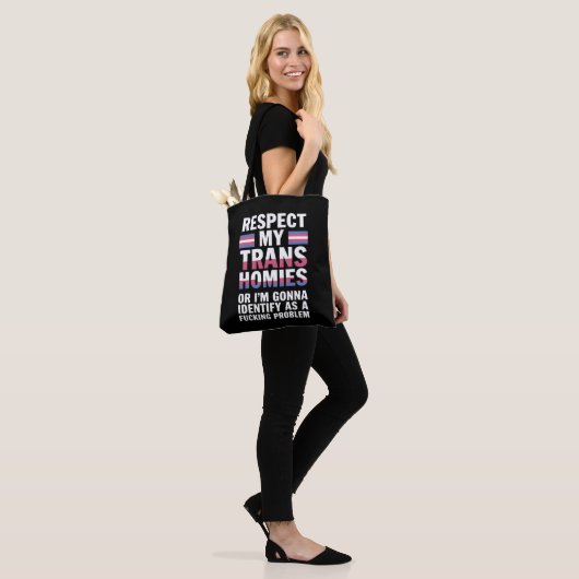 Funny Respekt meine Trans Homies Gay Pride Monat L Tasche (Am Model)