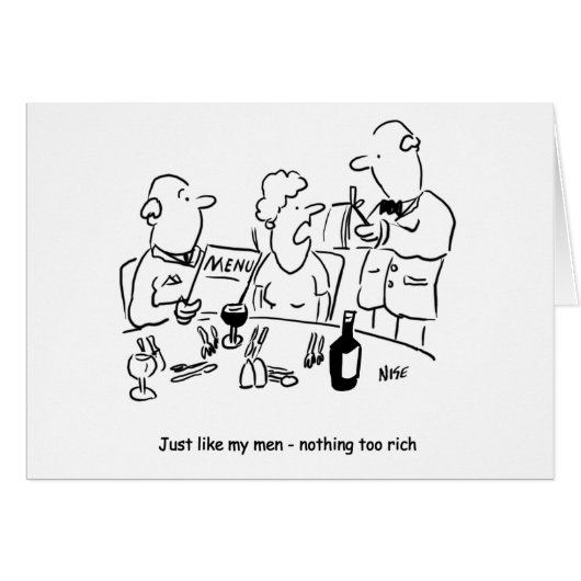 Funny Restaurant Cartoon. Nichts zu reich (Vorderseite (Horizontal))