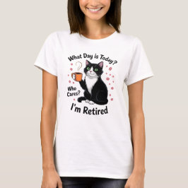 Funny Retired Cat Tea Relaxed Humor T-Shirt