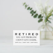 Funny Retired Profession Gag Retirement  Visitenkarte (Stehend Vorderseite)