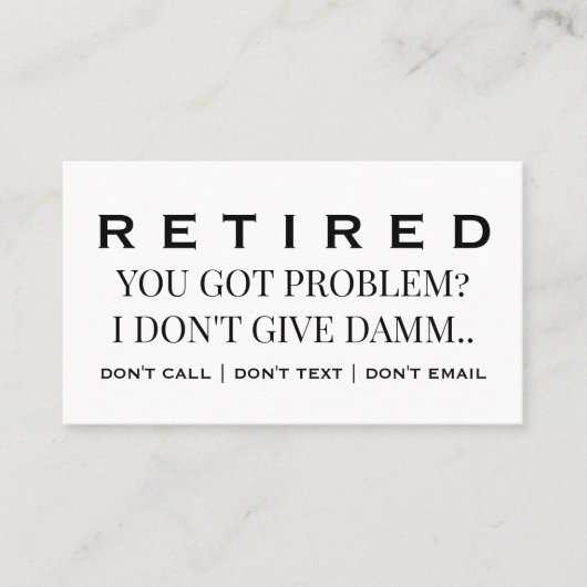 Funny Retired Profession Gag Retirement  Visitenkarte (Vorderseite)