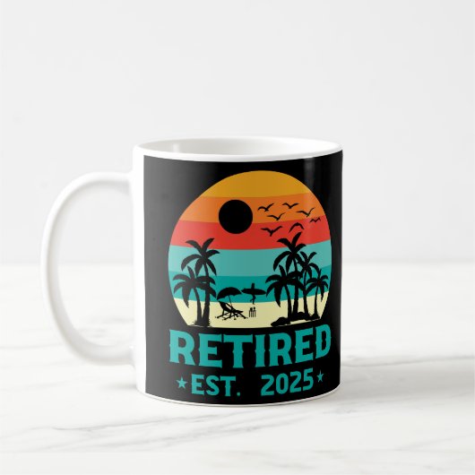 Funny Retirement 2025 Vintag Beach Palm Tree Kaffeetasse (Links)