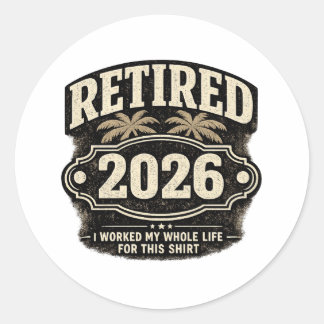 Funny Retirement 2026 Palm Tree Retro Style I W... Runder Aufkleber