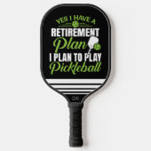 Funny Retirement Black and Green Monogram Pickleball Schläger (Vorderseite)