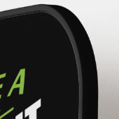 Funny Retirement Black and Green Monogram Pickleball Schläger (Linke Seite)