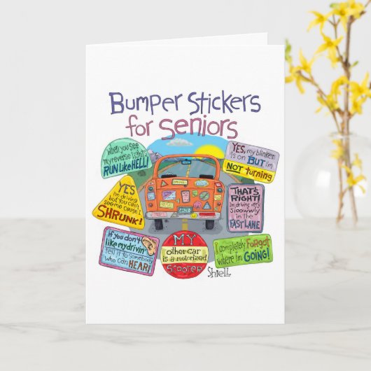 Funny Retirement Card - Autoaufkleber Karte (Gelbe Blume)