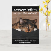 Funny Retirement Card, Napping Calico Cat Karte (Gelbe Blume)