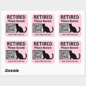 Funny Retirement Custom QR Code Cat Theme Pink Quadratischer Aufkleber (Blatt)