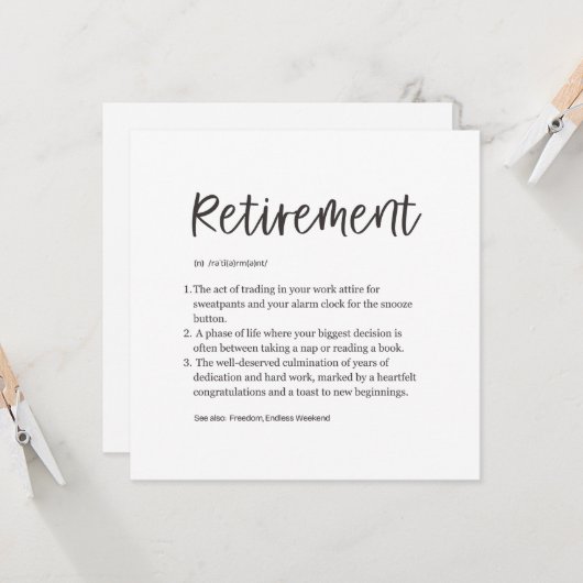 Funny Retirement Karte (Vorderseite/Rückseite Beispiel)