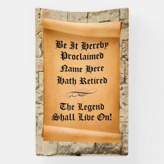 Funny Retirement mit uralter Schriftrolle auf Stei Banner (Vertikal)