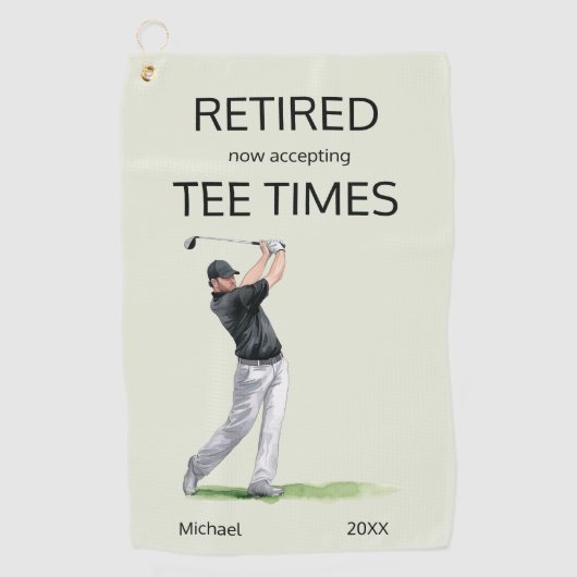 Funny Retirement Now Accepting Tee Times Gift Golfhandtuch (Vorderseite)