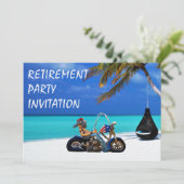Funny Retirement Party Biker Motorcyclist Einladung (Stehend Vorderseite)
