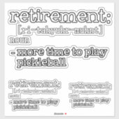 Funny Retirement Pickleball Definition Aufkleber (Blatt)
