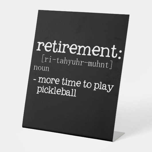 Funny Retirement Pickleball Definition Sockelschild (Vorderseite)