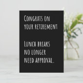 Funny Retirement Sarcastic Congratulations Card Dankeskarte (Stehend Vorderseite)