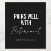Funny Retirement | Schwarzes Weinetikett (Einzelnes Label)