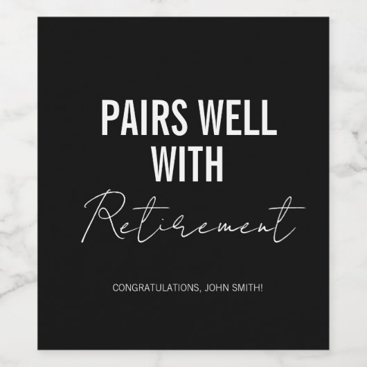 Funny Retirement | Schwarzes Weinetikett (Einzelnes Label)