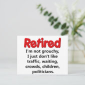 Funny Retirement Sprichwort Postkarte (Stehend Vorderseite)
