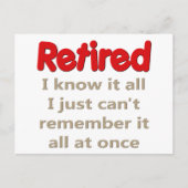 Funny Retirement Sprichwort Postkarte (Vorderseite)