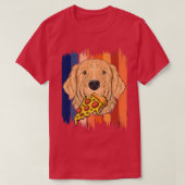 Funny Retriever Dog Face With Pizza Golden Retriev T-Shirt (Design vorne)