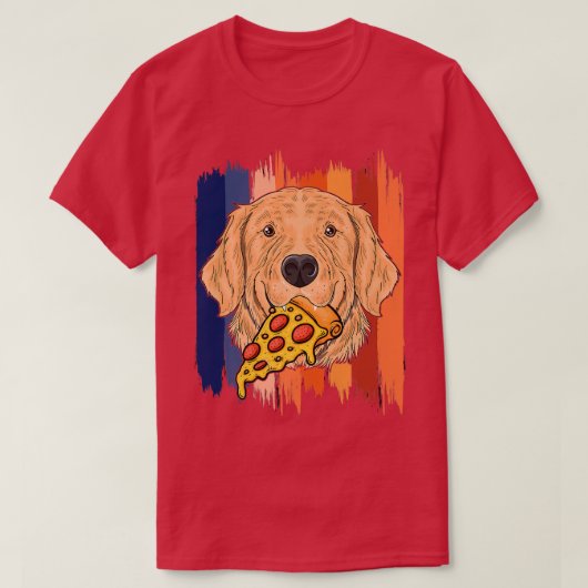 Funny Retriever Dog Face With Pizza Golden Retriev T-Shirt (Design vorne)