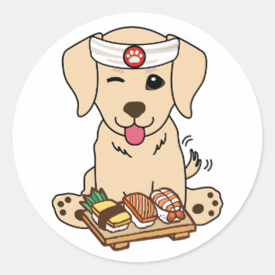 Funny retriever dog ist ein Sushi-Koch Runder Aufkleber