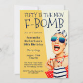Funny Retro 50. Geburtstag F-Bomb Einladung (Vorderseite)