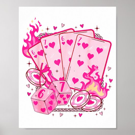 Funny Retro 6 7 Valentine Love Hearts Playing Card Poster (Vorne)