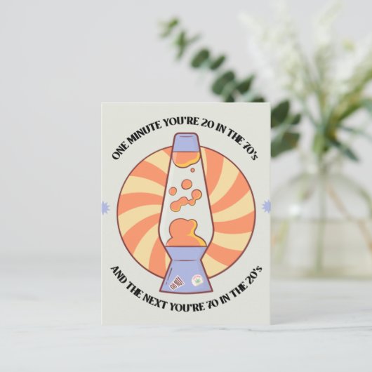 Funny Retro 70er Postkarte (Stehend Vorderseite)