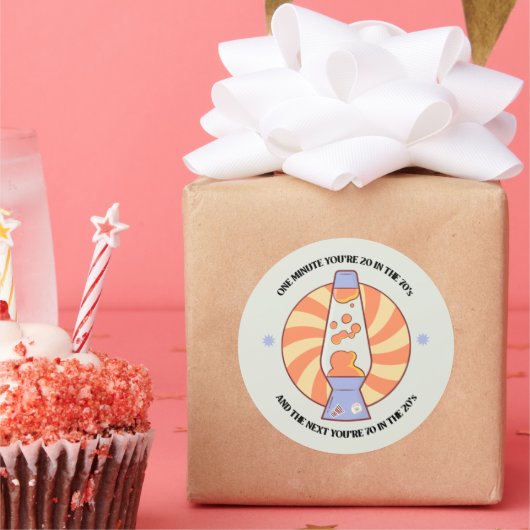 Funny Retro 70er Runder Aufkleber (Party)