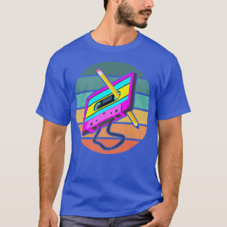 Funny Retro 80er Cassette Tape Stift Rücken Mus T-Shirt