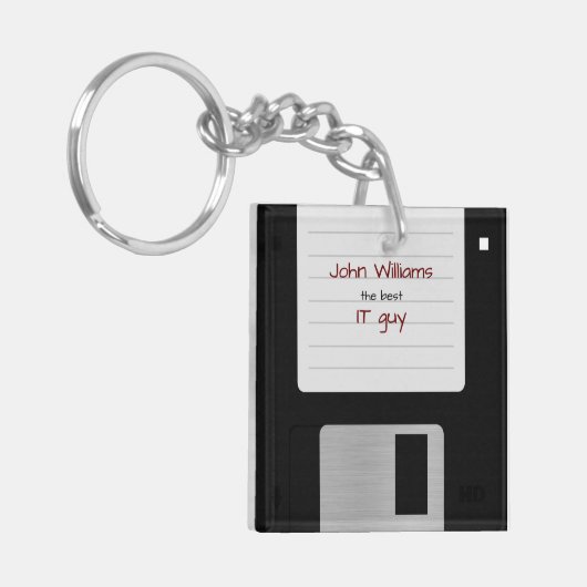 Funny Retro 80er Computerdiskette Schlüsselanhänger (Vorderseite links)