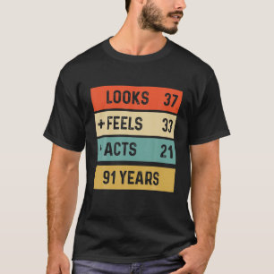 Funny Retro 91st Geburtstag 91 Jahre alt Geboren 1 T-Shirt
