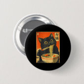Funny Retro Anime Cat Ramen Japanese Cat Graphic A Button (Vorne & Hinten)
