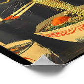 Funny Retro Anime Cat Ramen Japanese Cat Graphic A Poster (Ecke)