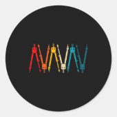 Funny Retro Architect Comp Rainbow Design Runder Aufkleber (Vorderseite)