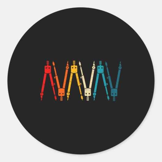 Funny Retro Architect Comp Rainbow Design Runder Aufkleber (Vorderseite)