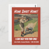 Funny Retro Baseball Realtor Marketing Postkarte (Vorne/Hinten)