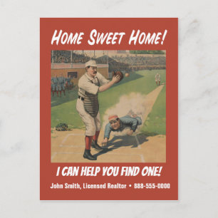 Funny Retro Baseball Realtor Marketing Postkarte