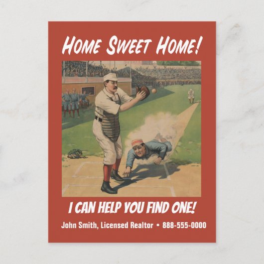 Funny Retro Baseball Realtor Marketing Postkarte (Vorderseite)
