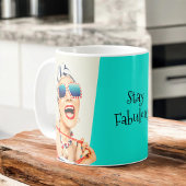 Funny Retro Beach Lady in Sonnenbrille Fabulous Kaffeetasse