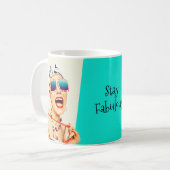 Funny Retro Beach Lady in Sonnenbrille Fabulous Kaffeetasse (Vorderseite Links)