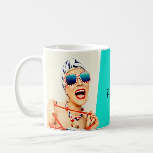 Funny Retro Beach Lady in Sonnenbrille Fabulous Kaffeetasse (Links)