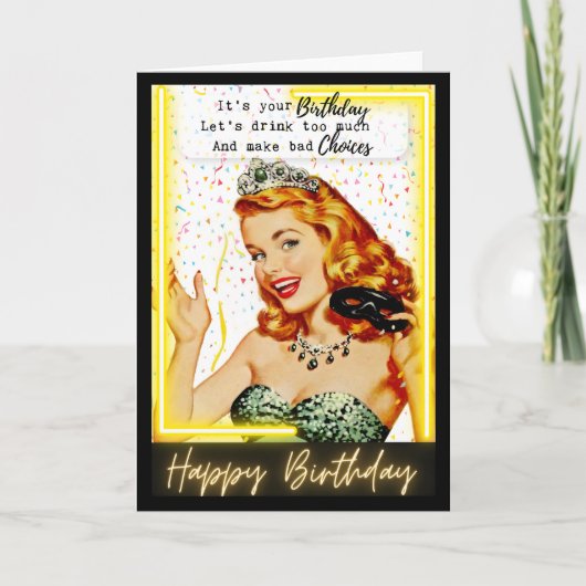 Funny Retro Birthday Card Best Friend-Sassy-Choice Karte (Vorderseite)