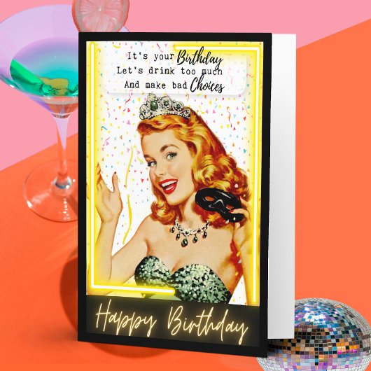 Funny Retro Birthday Card Best Friend-Sassy-Choice Karte